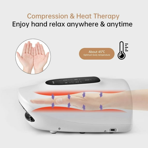 Smart Heated Hand Massager – 2025 Wireless Finger & Joint Therapy with Heat & Compression for Pain Relief & Relaxation