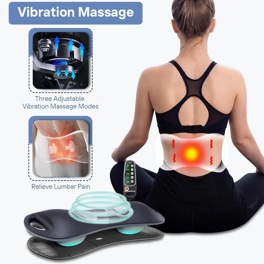 SIYACO Multifunctional Electric Lumbar Traction Massager - Heat Function for Muscle Relaxation, Ergonomic Design Lumbar Traction Device - Black