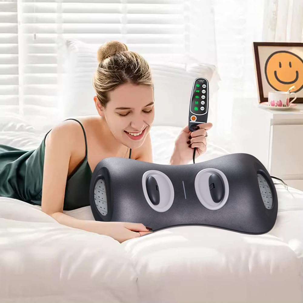 SIYACO Multifunctional Electric Lumbar Traction Massager - Heat Function for Muscle Relaxation, Ergonomic Design Lumbar Traction Device - Black