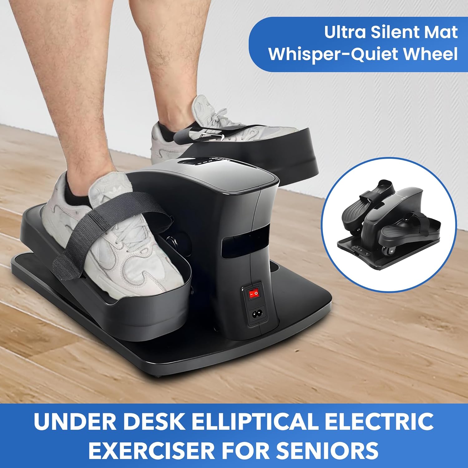 SIYACO Under Desk Elliptical Machine - Elliptical Electric Exerciser for Seniors, Quiet &amp; Portable Elliptical Trainer, Seated Pedal Exerciser with Remote Control &amp; 12 Adjustable Speeds - Black