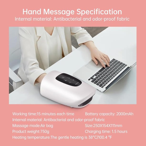 Smart Heated Hand Massager – 2025 Wireless Finger & Joint Therapy with Heat & Compression for Pain Relief & Relaxation